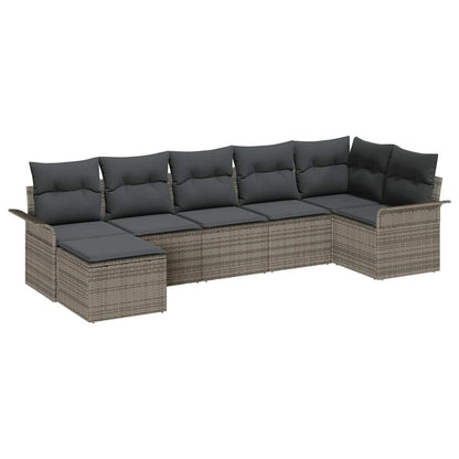 Set Divano da Giardino con cuscino 7 pcs Grigio polyrattan | homemem39