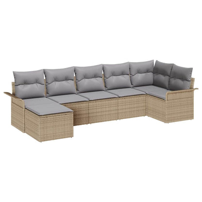 Set Divano da Giardino con cuscino 7 pcs Beige polyrattan | homemem39