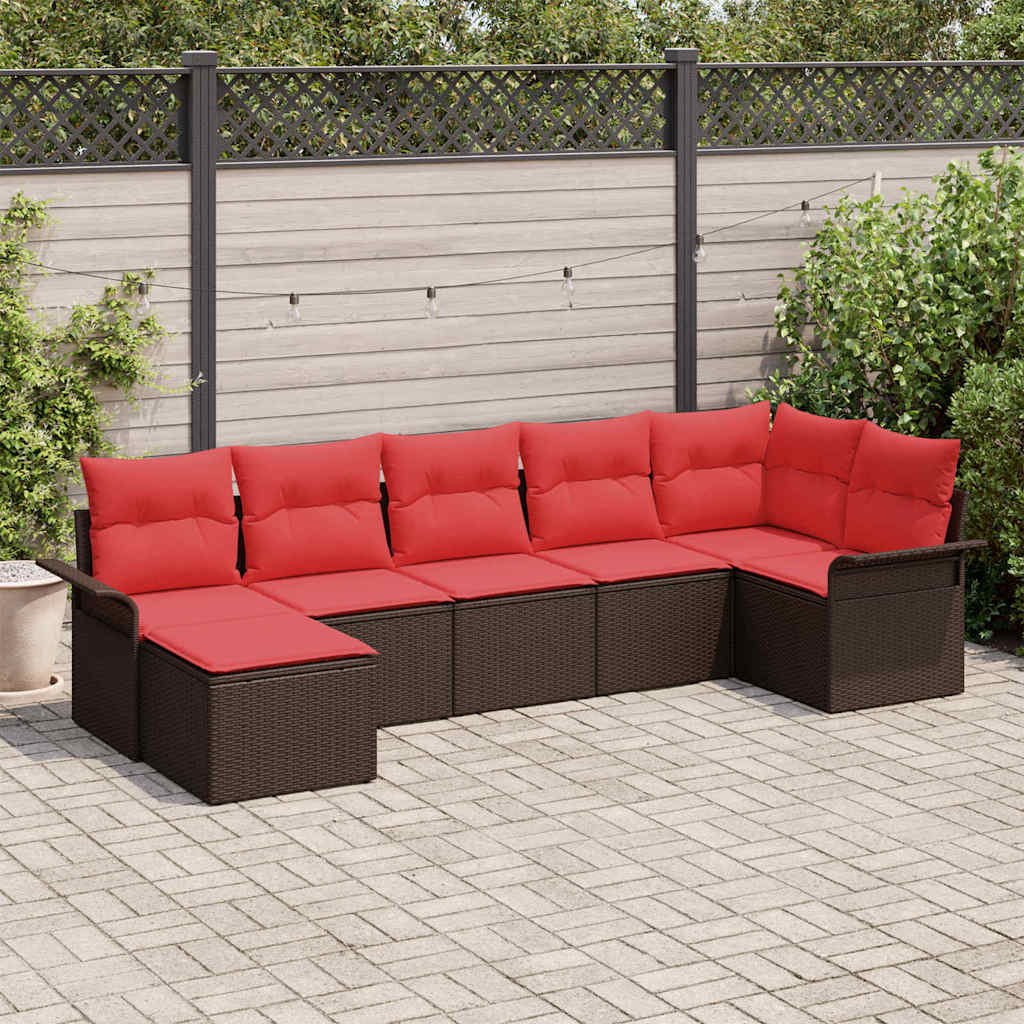 Set Divano da Giardino con cuscino Marrone polyrattan | homemem39