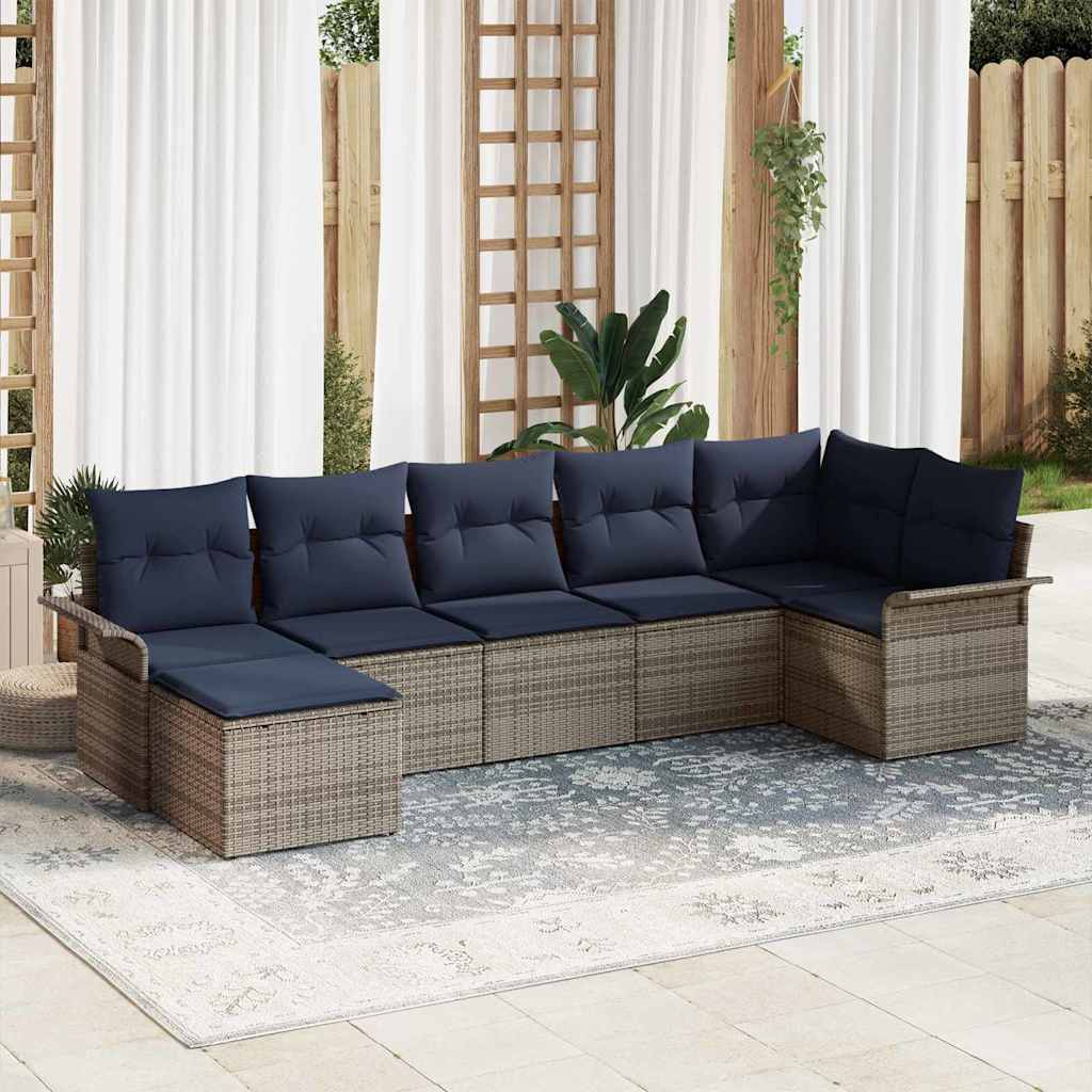 Set Divano da Giardino con cuscino Grigio polyrattan | homemem39