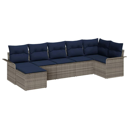 Set Divano da Giardino con cuscino Grigio polyrattan | homemem39