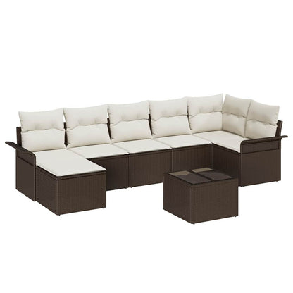Set Divano da Giardino con cuscino 8 pcs Marrone Poly Rattan | homemem39