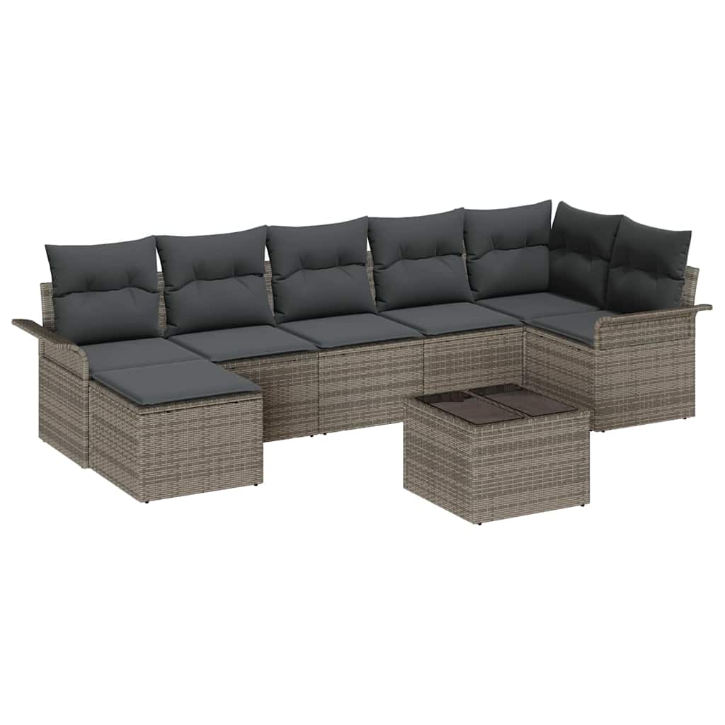 Set Divano da Giardino con cuscino 8 pcs Grigio Poly Rattan | homemem39