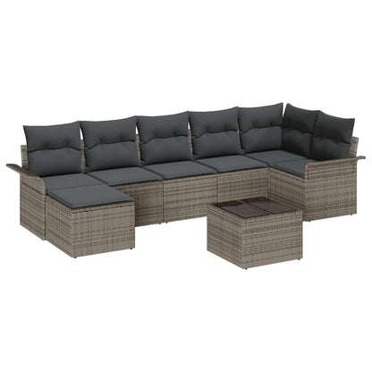 Set Divano da Giardino con cuscino 8 pcs Grigio Poly Rattan | homemem39