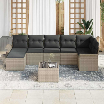 Set Divano da Giardino 8 pcs Grigio chiaro Poly Rattan | homemem39