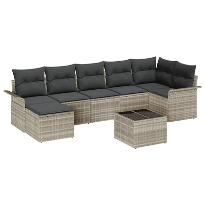 Set Divano da Giardino 8 pcs Grigio chiaro Poly Rattan | homemem39