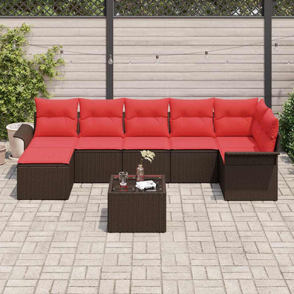 Set Divano da Giardino con cuscino 8 pcs Marrone Poly Rattan | homemem39