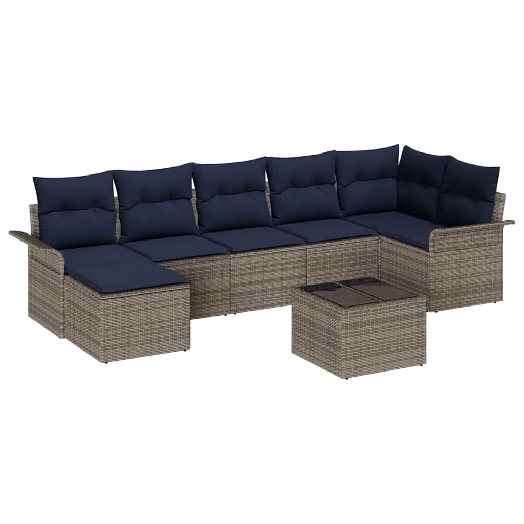Set Divano da Giardino con cuscino 8 pcs Grigio Poly Rattan | homemem39