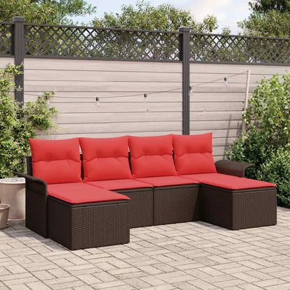 Set Divano da Giardino con cuscino 6 pcs Marrone polyrattan | homemem39