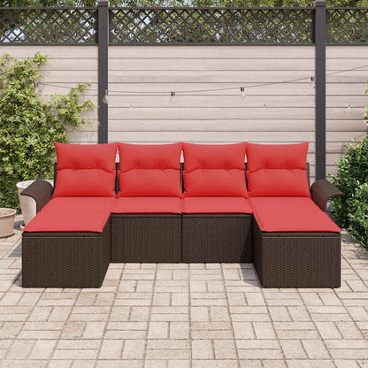 Set Divano da Giardino con cuscino 6 pcs Marrone polyrattan | homemem39