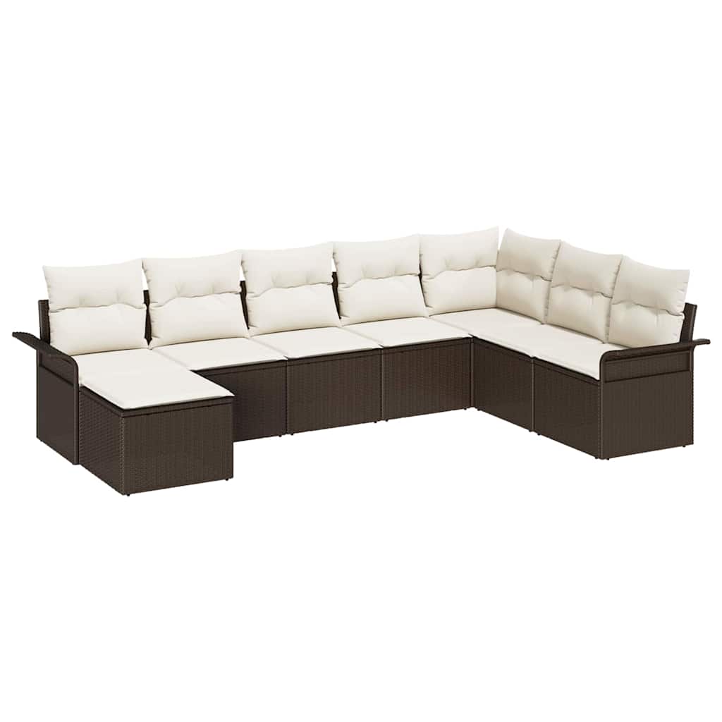 Set Divano da Giardino con cuscino 8 pcs Marrone polyrattan | homemem39