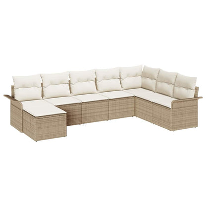 Set Divano da Giardino con cuscino 8 pcs Beige polyrattan | homemem39