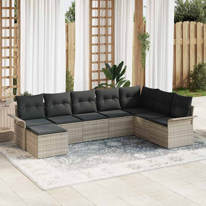 Set Divano da Giardino 8 pcs Grigio chiaro polyrattan | homemem39