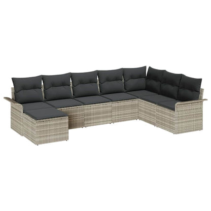 Set Divano da Giardino 8 pcs Grigio chiaro polyrattan | homemem39