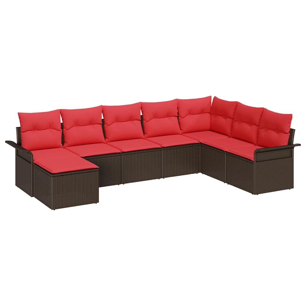 Set Divano da Giardino con cuscino 8 pcs Marrone polyrattan | homemem39