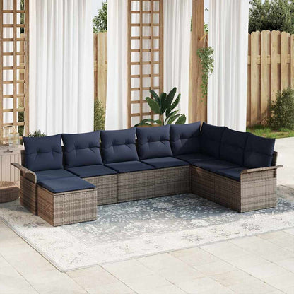 Set Divano da Giardino con cuscino 8 pcs Grigio polyrattan | homemem39