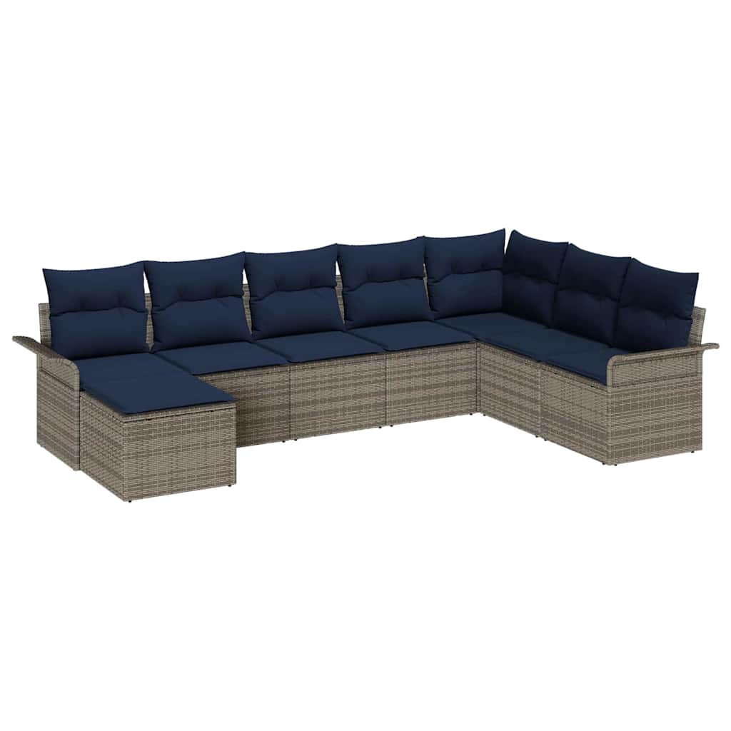 Set Divano da Giardino con cuscino 8 pcs Grigio polyrattan | homemem39