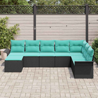 Set Divano da Giardino con cuscino 8 pcs Nero polyrattan | homemem39