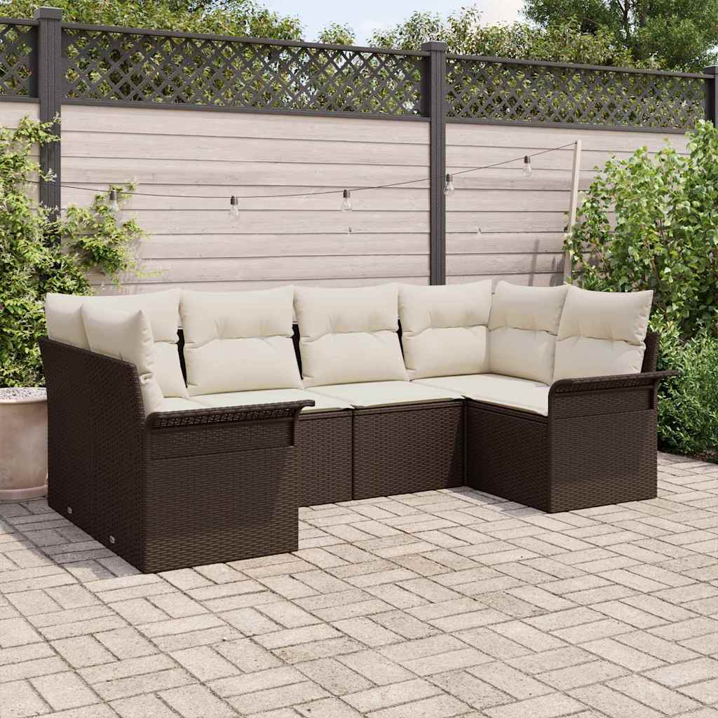 Set Divano da Giardino con cuscino 6 pcs Marrone polyrattan | homemem39