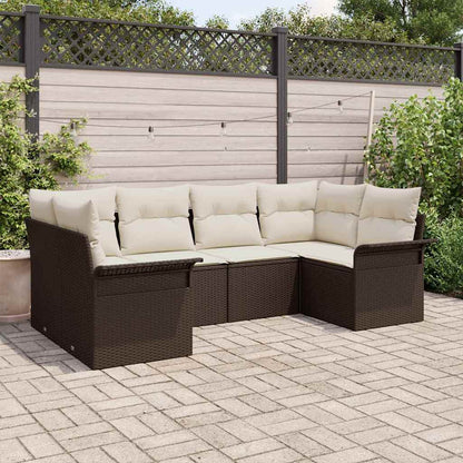 Set Divano da Giardino con cuscino 6 pcs Marrone polyrattan | homemem39