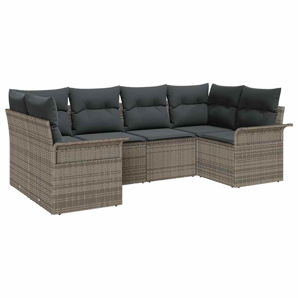 Set Divano da Giardino con cuscino 6 pcs Grigio polyrattan | homemem39