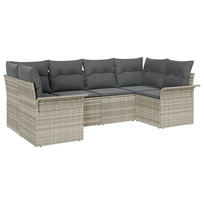 Set Divano da Giardino 6 pcs Grigio chiaro polyrattan | homemem39