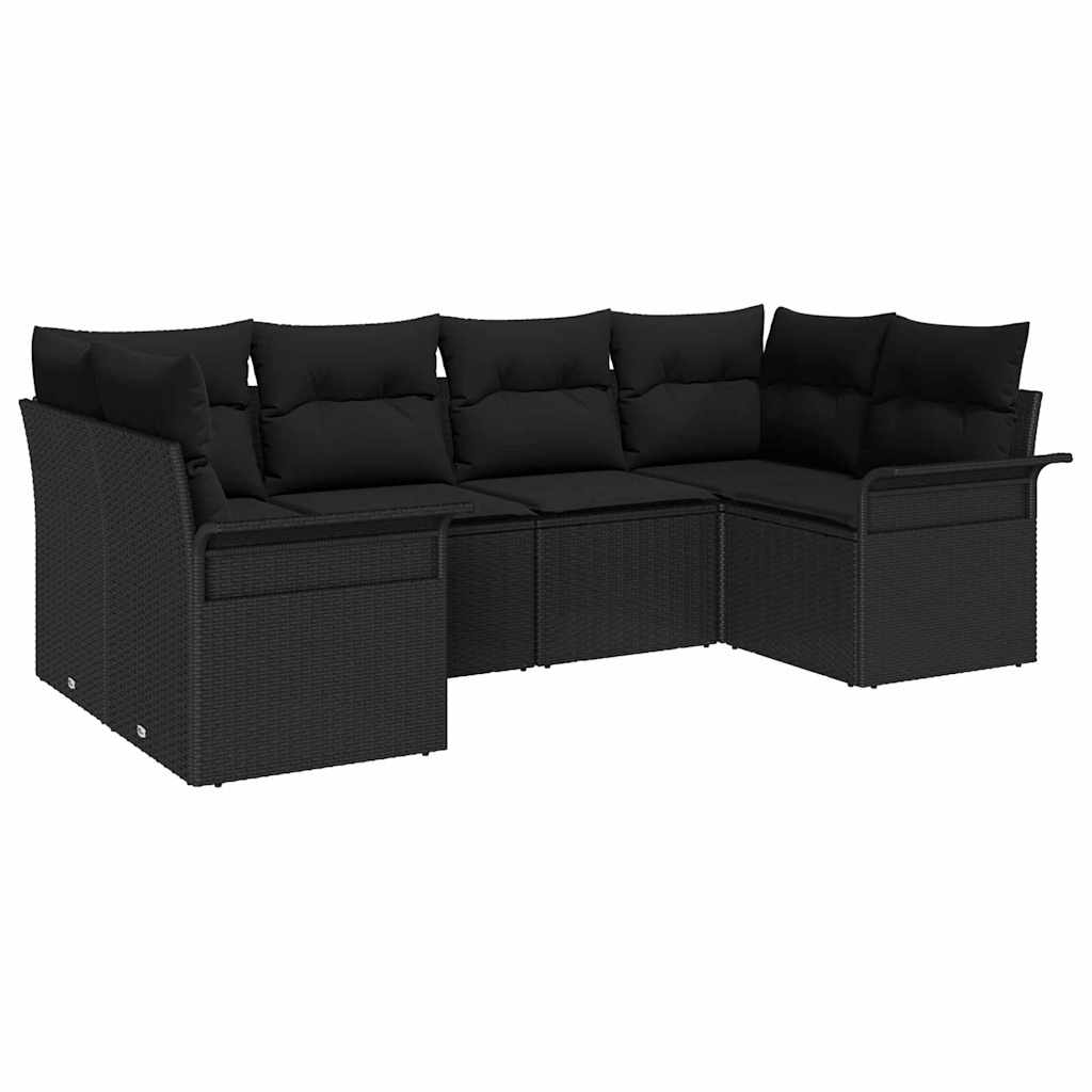 Set Divano da Giardino 6 pz Nero polyrattan | homemem39