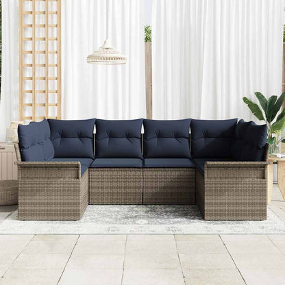 Set Divano da Giardino con cuscino 6 pcs Grigio polyrattan | homemem39