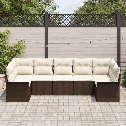 Set Divano da Giardino con cuscino 7 pcs Marrone polyrattan | homemem39
