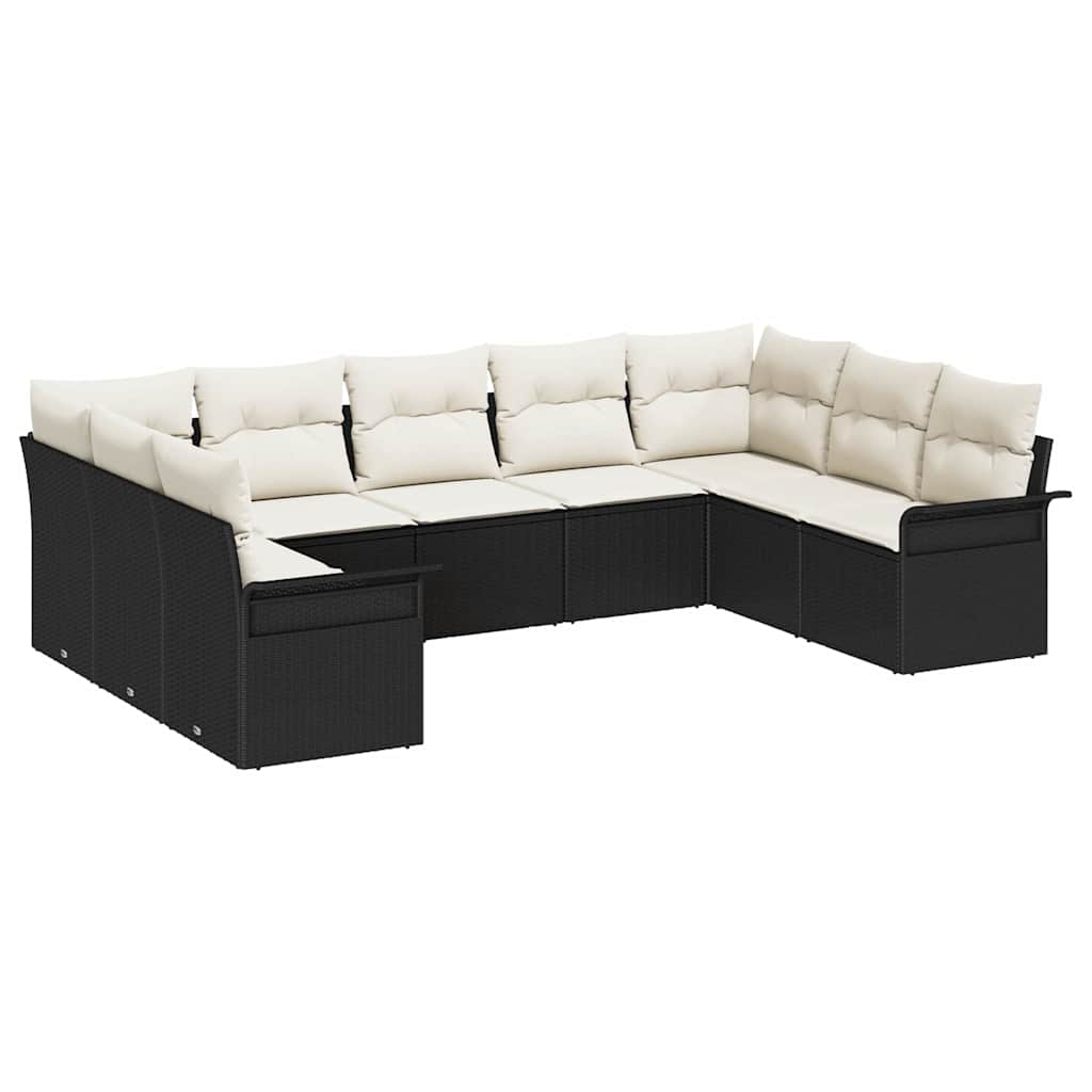 Set Divano da Giardino con cuscino Nero polyrattan | homemem39