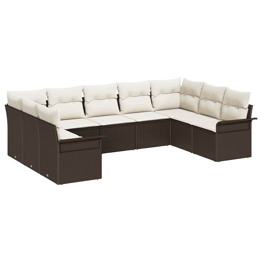 Set Divano da Giardino con cuscino Marrone polyrattan | homemem39