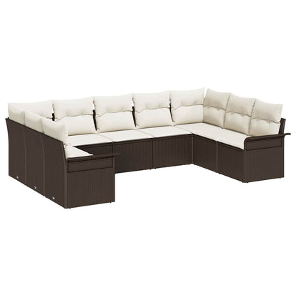 Set Divano da Giardino con cuscino Marrone polyrattan | homemem39