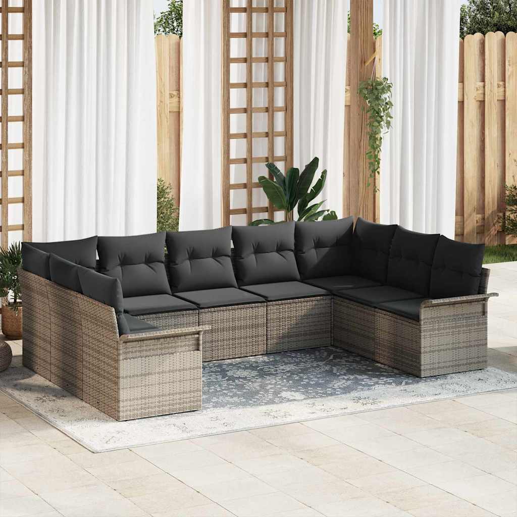 Set Divano da Giardino con cuscino Grigio polyrattan | homemem39