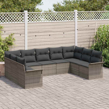 Set Divano da Giardino con cuscino Grigio polyrattan | homemem39