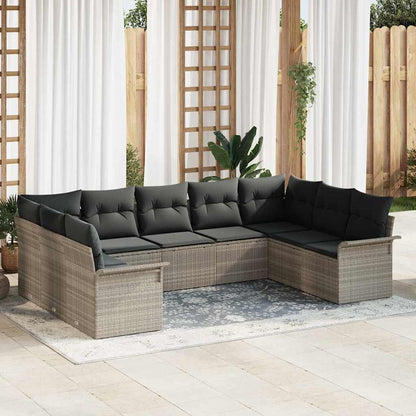 Set Divano da Giardino con cuscino Grigio chiaro polyrattan | homemem39