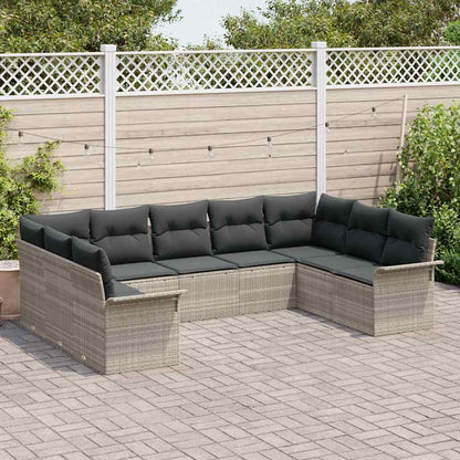 Set Divano da Giardino con cuscino Grigio chiaro polyrattan | homemem39