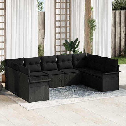 Set Divano da Giardino con cuscino Nero polyrattan | homemem39