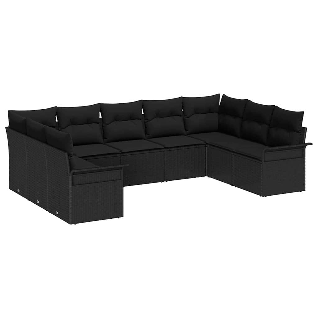 Set Divano da Giardino con cuscino Nero polyrattan | homemem39