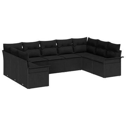 Set Divano da Giardino con cuscino Nero polyrattan | homemem39