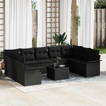 Set Divano da Giardino 10 pz Nero polyrattan | homemem39