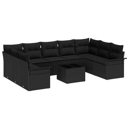 Set Divano da Giardino 10 pz Nero polyrattan | homemem39