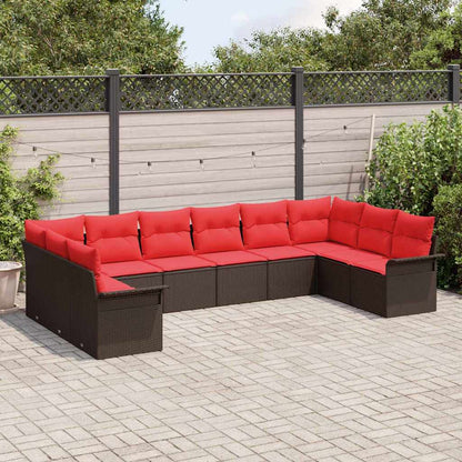 Set Divano da Giardino con cuscino 10 pcs Marrone polyrattan | homemem39