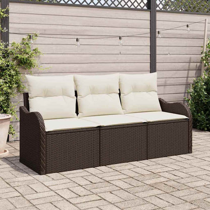 Set Divano da Giardino con cuscino 3 pcs Marrone polyrattan | homemem39