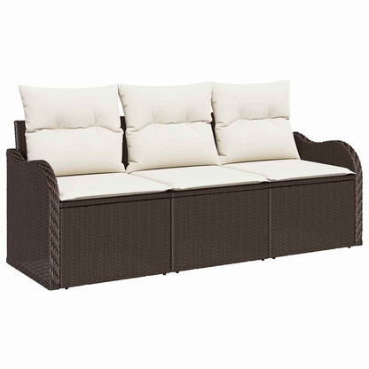 Set Divano da Giardino con cuscino 3 pcs Marrone polyrattan | homemem39