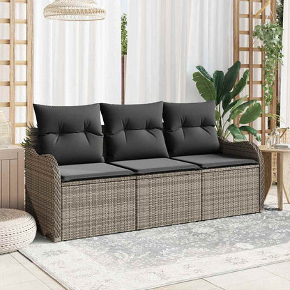Set Divano da Giardino con cuscino 3 pcs Grigio polyrattan | homemem39