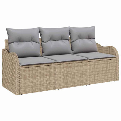Set Divano da Giardino con cuscino 3 pcs Beige polyrattan | homemem39