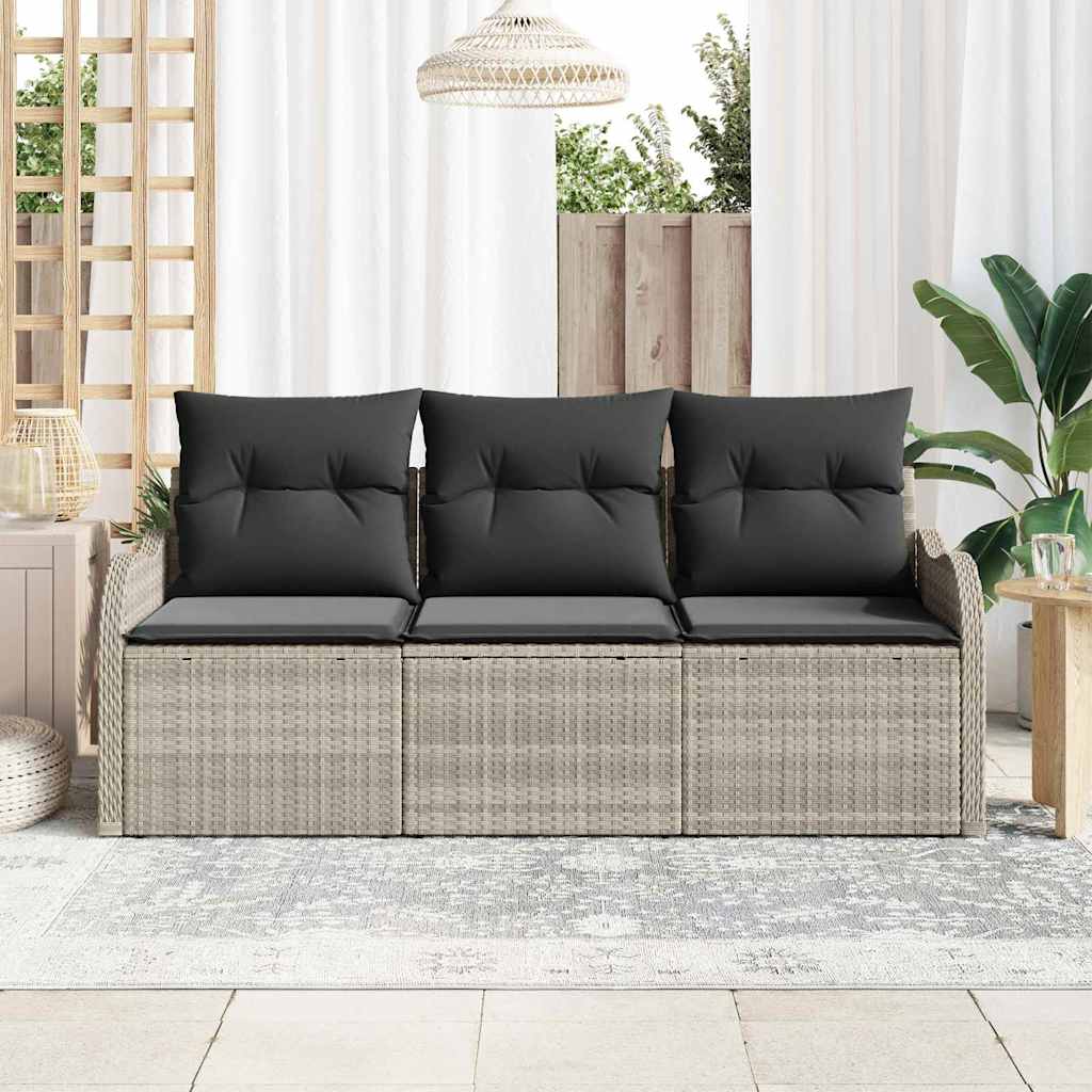 Set Divano da Giardino 3 pcs Grigio chiaro polyrattan | homemem39