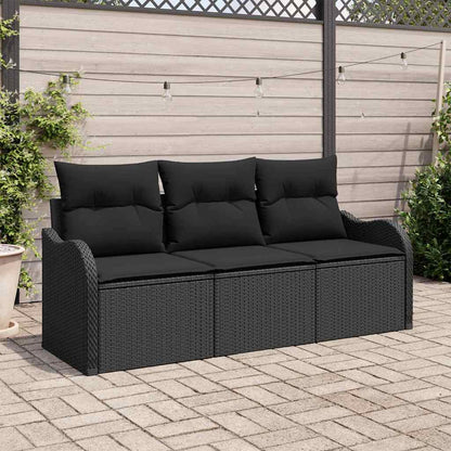 Set Divano da Giardino 3 pz Nero polyrattan | homemem39