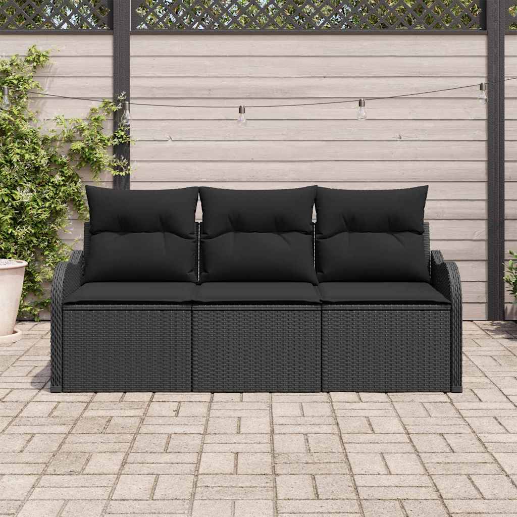 Set Divano da Giardino 3 pz Nero polyrattan | homemem39