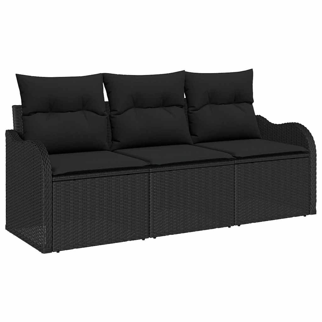 Set Divano da Giardino 3 pz Nero polyrattan | homemem39